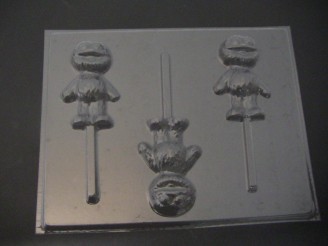 258sp Green Grumpy Man Chocolate or Hard Candy Lollipop Mold